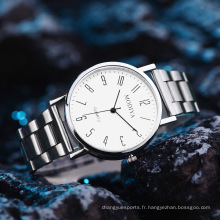 Montres en quartz en acier inoxydable décontracté pour hommes